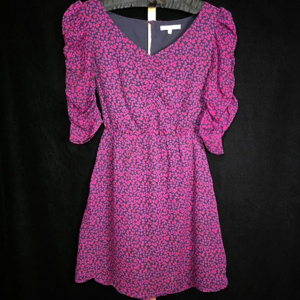 Eliot 100% Silk Floral Ruched Sleeve Mini Dress 2